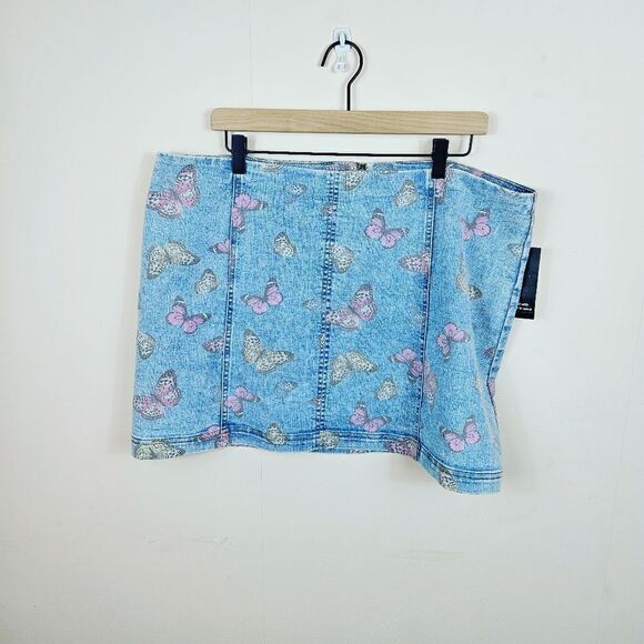 NWT No Boubdaries Seamed Denim Mini Skirt. Blue XXXL - Picture 2 of 12